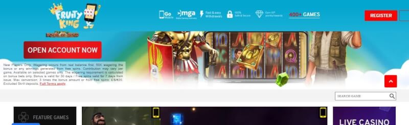 fruity king homepage offers casino games, أول إيداع إضافي وعروض ترويجية لشعار اللاعبين الجدد