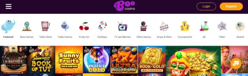 boo casino homepage offers casino games and promotions for new players-logo