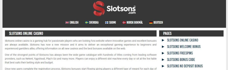 slotsons homepage includes gambling games, مكافأة الإيداع الأول والعروض الترويجية لشعار اللاعبين الجدد