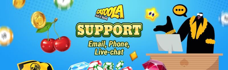 casoola support options like live-chat and email-logo