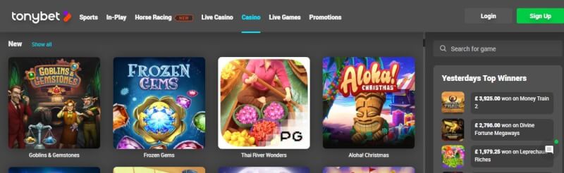 TonyBet Casino is created amazing nevertheless variety of games provided by several software developers. Available all gambling games and incentives from the homepage-logo