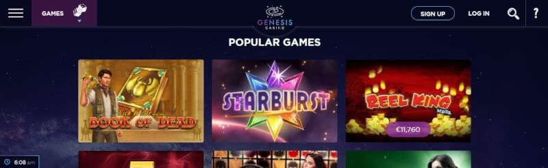genesis casino lobby provides well-known games like starburst and guide of lifeless, in addition bonus provides are available through the menu-logo