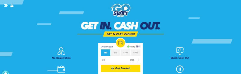 Goslotty pay n play casino lobby, make an instant deposit with Trustly-logo