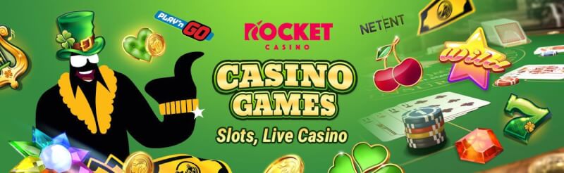 rocket casino offers different gambling games like slots, ألعاب المقامرة في الوقت الفعلي مثل لعبة ورق, القمار وشعار الروليت