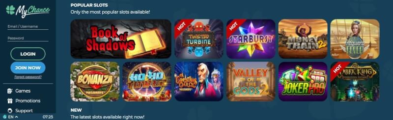 mychance casino homepage provides casino games, الإيداع الأول الإضافي والعروض الترويجية لشعار اللاعبين الجدد
