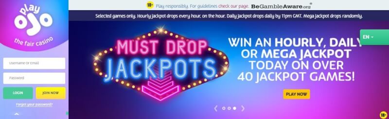 playojo homepage offers casino games, أول إيداع إضافي وعروض ترويجية لشعار لاعبين جدد