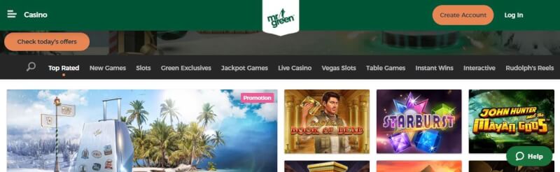 discover Mr Green online casino lobby features including games, المكافآت & extras-logo
