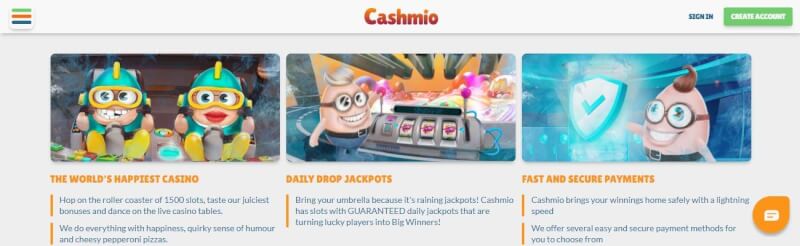 cashmio website offers casino games, first deposit extra and offers for brand new players-logo