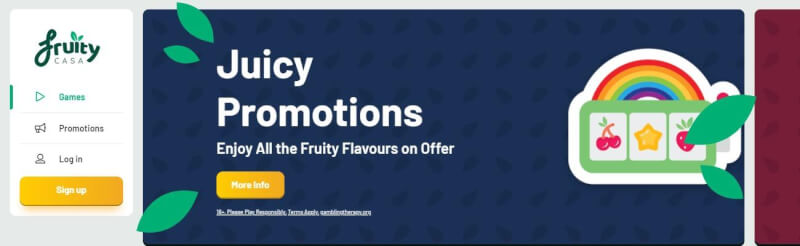 fruity casa homepage provides casino games, أول إيداع إضافي وعروض ترويجية لشعار اللاعبين الجدد