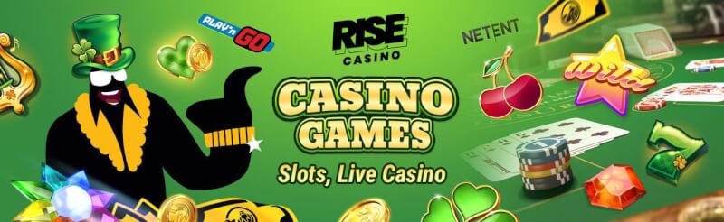 rise casino provides different gambling games like slot machines, ألعاب المقامرة الحية مثل لعبة ورق, القمار وشعار الروليت