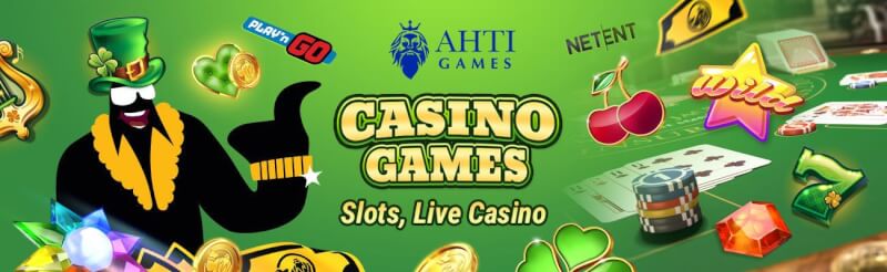 ahti games casino offers various gambling games like slot machines, ألعاب المقامرة الحية مثل لعبة ورق, القمار وشعار الروليت