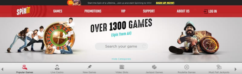 spinit homepage offers casino games, very first deposit bonus and offers for new players-logo