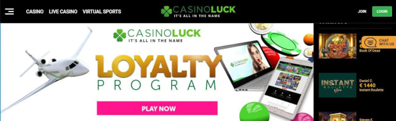 casinoluck homepage offers gambling games, الإيداع الأول الإضافي وحملات الشعار الجديد للاعبين