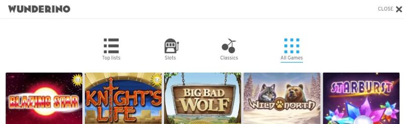 wunderino website offers promotions, casino games and registration-logo