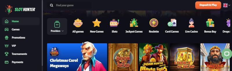 slothunter lobby offers casino games, campaigns, vip players, casino tournaments and repayment options-logo