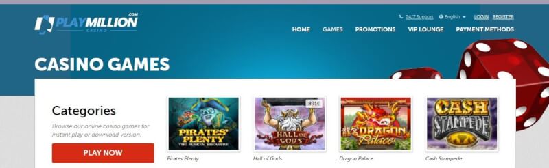 playmillion homepage provides gambling games and promotions for new players-logo