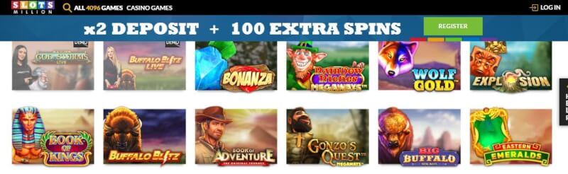 slotsmillion homepage offers casino games, أول مكافأة إيداع وحملات لشعار اللاعبين الجدد