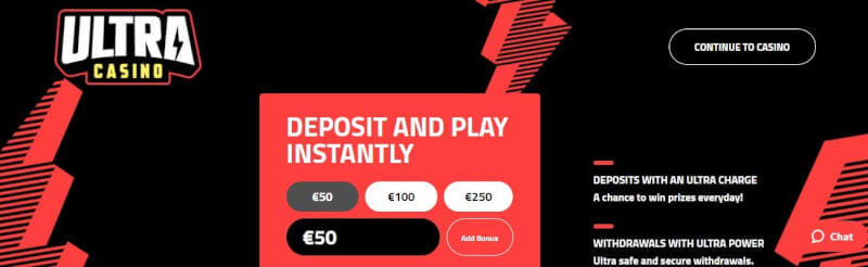 ultra casino lobby provides deposit and play immediately options utilizing Trustly deposit-logo