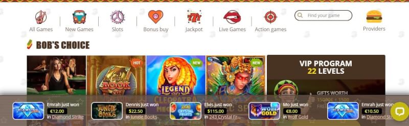 bob casino homepage provides gambling games, مكافأة الإيداع الأول وعروض شعار العلامة التجارية الجديدة للاعبين