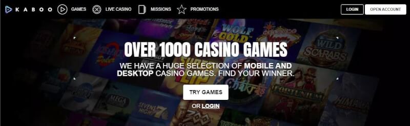 kaboo casino homepage offers gambling games, مكافأة الإيداع الأولى والعروض الترويجية لشعار اللاعبين الجدد