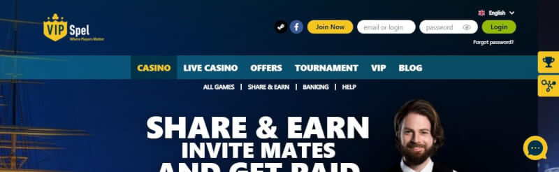 vipspel homepage provides gambling games, مكافأة الإيداع الأول وعروض شعار اللاعبين الجدد