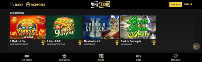 vips casino website provides gambling games and offers for new players-logo